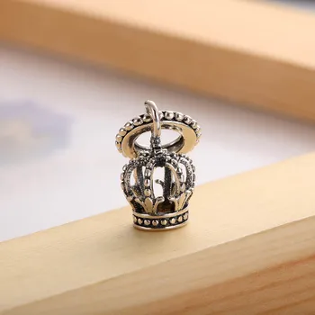 Autentické S925 Perličiek fit Lady Vintage Náramok Ušľachtilá Nádhera Koruny Prívesok Visieť Charms DIY Šperky