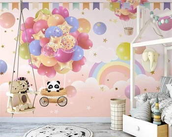 Beibehang Vlastné nové, moderné Nordic ručne maľované farebné teplovzdušný balón mraky detskej izby pozadí 3d tapety