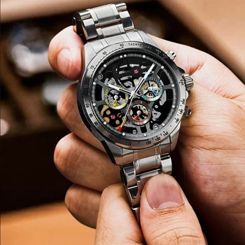 HAIQIN DIZAJN skeletu muži mechanické luxusné hodinky automatické hodinky mužov športové nepremokavé pánske náramkové hodinky Reloj hombres 2020