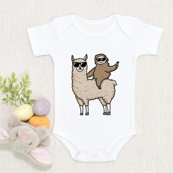 Nové Módne Zábavné Alpaky Tlač Baby Girl Romper Ropa Bebe Niña Jednodielnych Chlapčeka Kombinézach Bežné Lacné Mäkké Dojčenské Oblečenie