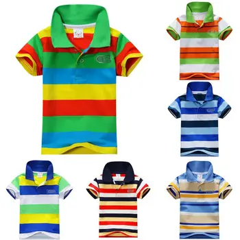 1-7 Rokov Dieťa T-shirt pre chlapca Deti Bežné Pruhované Tričko Topy Lete Batoľa Chlapci Farebné Košele pre Deti hot predaj