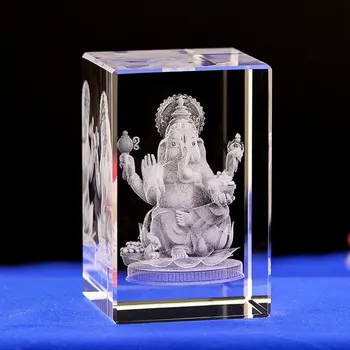 1 ks K9 Crystal Laserové 3D Tibetského Buddhizmu, Tantra, Ganesha, Geneisha, slon v čele Boh, Socha, buddha obrázok,Boh víťazstvo