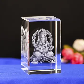 1 ks K9 Crystal Laserové 3D Tibetského Buddhizmu, Tantra, Ganesha, Geneisha, slon v čele Boh, Socha, buddha obrázok,Boh víťazstvo