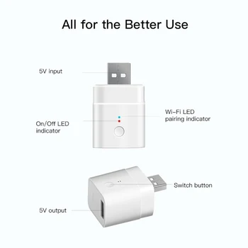 10/1Pcs SONOFF Mirco USB 5V Bezdrôtový USB Adaptér Smart, Aby Zariadení USB, Smart cez eWeLink APLIKÁCIU Diaľkové Ovládanie Alexa Domovská stránka Google