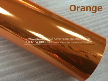 10/20/30/40/50/60X152CM Vysoko elastická zrkadlo orange Chrome Zrkadlo flexibilné Vinyl Zábal List Roll Film, Auto Nálepky, Odtlačkový Aršík
