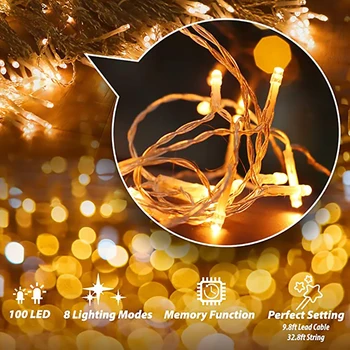 10/20/30/50/100m 110V 220V vianočné osvetlenie 8modes EÚ Pulg dovolenku string svetlá veniec, vianočné dekorácie pre domov