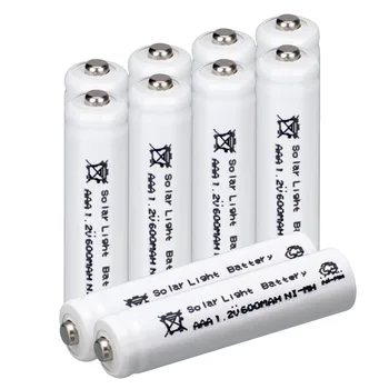 10 Ks AAA Nabíjateľné Batérie AAA Ni-MH 600mAh 1.2 V Batériou Pre Solárne Svetlo - Biele - NÁM Doprava