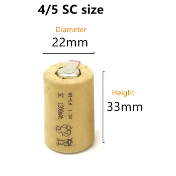 10/veľa kvalitné batérie nabíjateľné batérie sub batérie 4/5 SC Ni-Cd batérie 1.2 v tab 1200 mAh pre Elektrický nástroj
