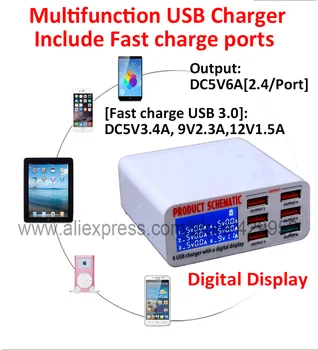 100-240V Multi 6 / 8 Portov Smart USB Power Nabíjacej Stanice, Zahŕňajú Rýchle Nabitie 40W Rozšírenie Pätice Adaptéra pre Telefón, Tabliet