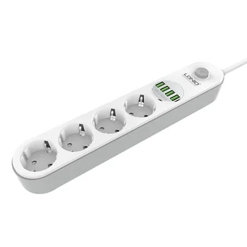100-250V 2M Kábel Rada EÚ Plug Power Strip 4 Zásuvky Rýchle Nabíjanie pomocou pripojenia USB Adaptér Multi Elektrické Rozšírenie Zásuvka Nabíjačky