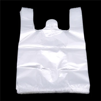 100 Ks/balík 15-26 cm/20-30 cm/24-37 cm/28-48 cm Transparentné Tašky, Nákupné tašky Supermarket Plastové Tašky S Rukoväť na Balenie Potravín