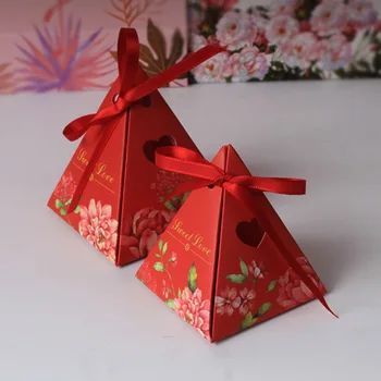 100ks/ Flamingo štýl darčeka Trojuholníkového tvaru Pyramídy svadobné prospech candy políčok pre party láskavosti babyshower strana dodávky