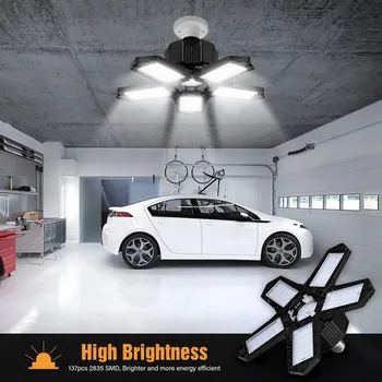 100w LED Garážové Svetlo 5 List Deformácie Ventilátor Stropné svietidlo E27 E26 Priemyselné Svietidlo pre Dielne, Skladu Osvetlenie 85-265V Nové