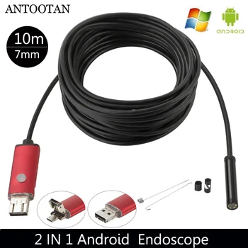 10m Borescope USB Kameru Endoskopu 7MM Micro USB OTG Endoskopická Kontrola Fotoaparát s 6 LED Android/Win7/8/10