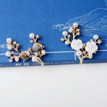 10PC 40*44 mm Gold Tón Zliatiny Materiálu Crystal Pearl Veľký Kvet Pobočky Kúzlo Prívesok na Svadbu Hlavu DIY Handmade Šperky, Takže