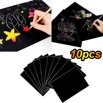 10pcs DIY Karty Magic Poškriabaniu Umenie Doodle Piesku Maľovanie Tvorivé Kreslenie Hračka Pre Deti, Darčeky Začiatku Vzdelávacieho Supplie