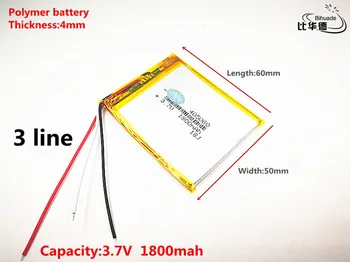 10pcs/množstvo 3 riadok Dobré Qulity 3,7 V,1800mAH,405060 Polymer lithium ion / Li-ion batéria pre HRAČKA,POWER BANKY,GPS,mp3,mp4