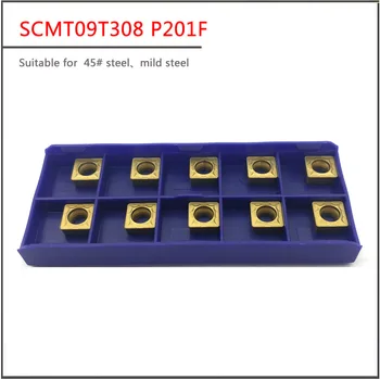 10PCS SCMT09T304 SCMT09T308 P201F Všeobecné účely otáčania nástroja kotúč na oceľ časti PVD Spekané Karbidy Potiahnuté Čepeľ