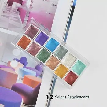 12 Kovové Farby Akvarelové Farby Nastaviť Pearlescent Lesk Pigment Umelec Akvarel Perlový Pigment pre Maliarske potreby pre maliarov