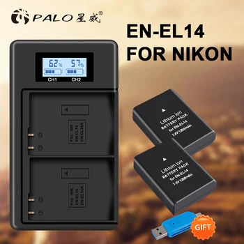 1200mAh 2x SK-EL14A EN-EL14 ENEL14 Batérie+LCD USB Duálna Nabíjačka pre Nikon D3200 D3100 D3300 D3400 D3500 D5600 D5100 D5200 P7000