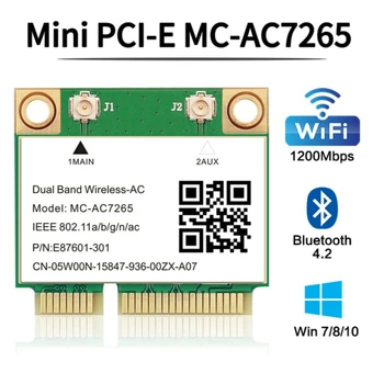 1200Mbps Bezdrôtové karty Mini PCI-E 7265AC WiFi Sieťová Karta 802.11 ac BT4.2 ks Adaptér