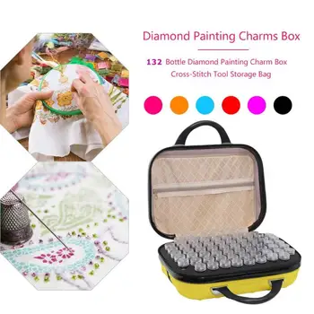 132 Fľaše Diamond Maľovanie Úložný Box Perličiek Kontajner Výšivky Kabelka Drahokamu Prípade Organizátor Diamond Výšivky Nástroj