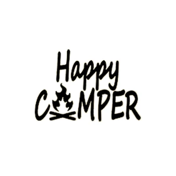 15*10.3 cm Happy Camper Auto Styling Vinyl Odtlačkový Táborový Oheň v Pohode Grafika Auto Nálepky Vonku Stan Camping Auto Príslušenstvo