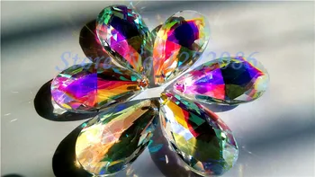 15 Ks 50 mm AB Crystal Glass Mandľový Hranoly Lampa Luster Časti X'MAS Svadobné Prívesok 2