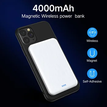 15W Magnetické Bezdrôtovú Nabíjačku Ultra tenké 4000mAh LED Indikátor Napájania Banka Prenosných Bezdrôtových Externé Powerbank Pre iPhone 12