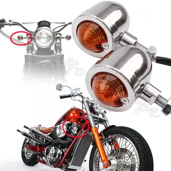 1pair Chrome Kovové smerovku Jantárová Svetlá Ukazovatele Žiarovka Bullet Style Lampa Motocykel Blinker Univerzálne vhodné Pre Harley