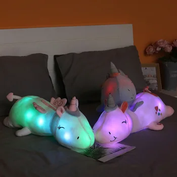 1pc 60 CM Roztomilé Řeřavý LED Svetlo Zvierat Jednorožec Plyšové Hračky Krásne Svietiace Vankúše Plnené Bábiky Pre Deti detský Dary