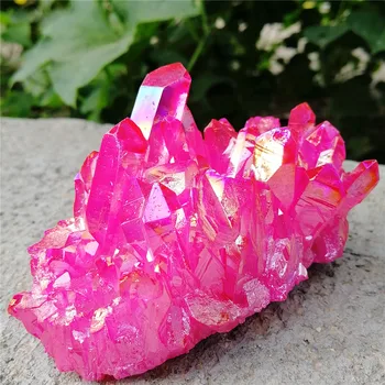 1PC Krásna Ružová Aura Crystal Klastra Anjel Titán Quartz Čakra Energie Ohromujúci Rainbow Vzorky Minerálov Reiki Liečenie