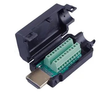 1PCS HDMI Samec 19P Plug Breakout Terminály Solderless Konektor S Čiernym Krytom