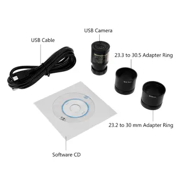1Set HD CMOS, USB, 2.0 MP USB Digitálny Okulár Mikroskopu Fotoaparát Elektronický Okulár Montáž Veľkosť 23.2 mm 23.3 mm s Krúžkom Adaptéry