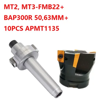 1set MT2 MT3 FMB22+BAP300R 50mm Cutter Head+10pcs apmt1135 Karbidu Vložky Tvár Frézovanie fréza shell konci mlyn adaptér