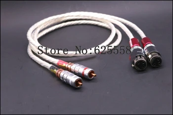 1XPair 1M Hi-End Strieborné Pozlátené RCA PRE XLR Konektor Audio Prepojenie Kábel predlžovací kábel