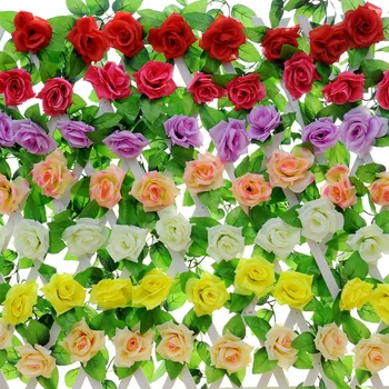 2.2 metrov Málo Hodváb Rose Umelé Kvety Simulácia Lezenie Kvety na Ozdobu Skvelé pre Domáce Nástenné Závesy