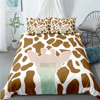 2/3 Kusov Cartoon Žirafa posteľná bielizeň Nastaviť 3D Tlač Zvierat Textúra Perinu bytový Textil Posteľ Kryt Set Home Decor Posteľ Deka Kryt