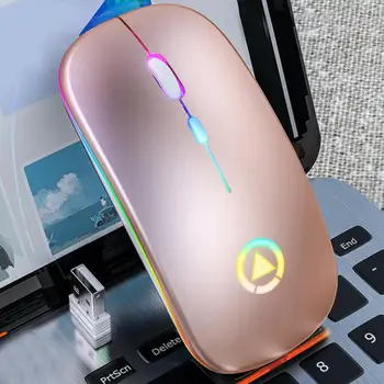 2.4 GHz, USB Nabíjateľné Wireless Mouse Tichý LED Podsvietený Myši Optická Ergonomic Gaming Mouse Na Prenosný Počítač PC Gamer