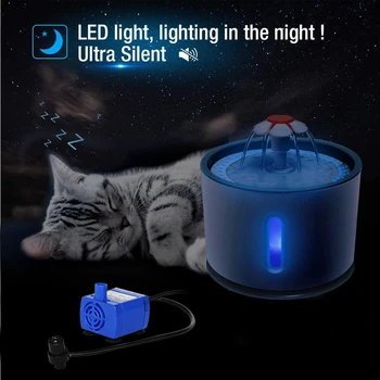 2.4 L Automatické Mačka Studne Elektrické LED Stlmiť Napájačiek Feeder Pes, Mačka Vody Pitná Fontána Misy USB Pet Zásobník Vody