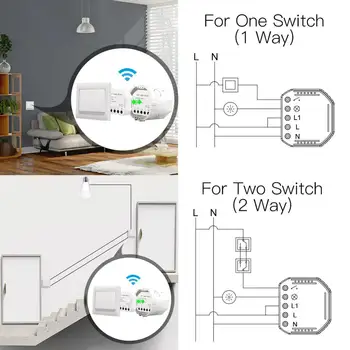 2 Kusy Tuya Wifi Smart Light Switch Diy Istič Modul Smart home Automation Prepínač Wi-Fi Diel s Alexa Domovská stránka Google IFTT