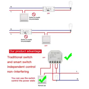 2 Kusy Tuya Wifi Smart Light Switch Diy Istič Modul Smart home Automation Prepínač Wi-Fi Diel s Alexa Domovská stránka Google IFTT