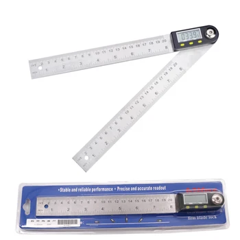 2 v 1 0-200 mm/300 mm Elektronické Digitálne Uhol Finder Meter Nehrdzavejúcej Ocele Uhlové Pravítko Uhlomeru Inclinometer Goniometer