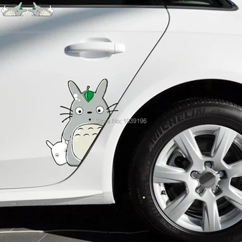 2 x Najnovšie Auto-Styling Kryt Kreslených Mačka Totoro Dvere Nálepky, Auto Nálepky pre Toyota, Ford Focus 2 Chevrolet VW Opel Tesla Lada