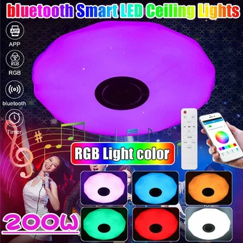 200W 120 Moderné Farby RGB LED Stropné Svietidlá Stmievateľné RGB APLIKÁCIU bluetooth Hudby Osvetlenie Domov Smart Strop Žiarovka+Diaľkové Ovládanie