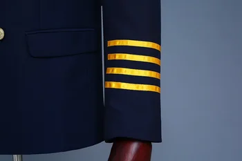 2018 Bielej a tmavo Modrej Dvojité Breasted bunda, kabát, sako Nohavice nočný klub Bar Kapitán Kráľovskej Etape Kostýmy(Bunda+Nohavice)