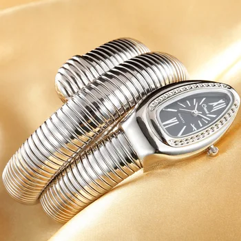 2018 CUSSI Gold Luxusné dámske Hodinky Serpentíny Náramok Módne Quartz náramkové hodinky Dámske Hodinky Had Hodiny Reloj Mujer Dary