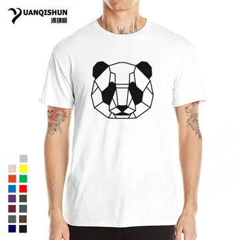 2018 Nový Dizajn Geometrické Panda Hlavu Tričko Čína Národný Poklad Zvierat T-Shirt Kvalitné Bavlnené Krátke Rukávy T-shirt