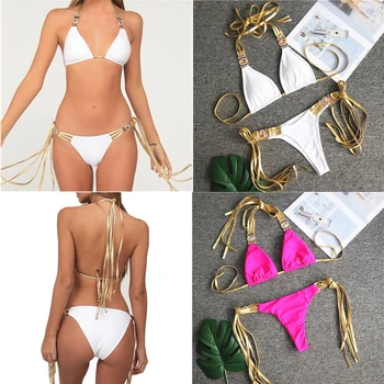 2019 Drahokamu Diamond Luxusné Zlaté Plavky Ženy Push Up Bikini Set Sexy Lesklý Crystal Plavky Ženy Plavky