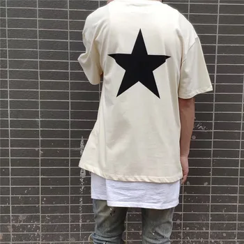 2019 Kanye T Shirt Pevné Pánske Letné Šaty Pentagram T-shirt Sezóny 5 Kanye West Bavlna Šedé Tričko Kanye Nadrozmerné veľkosti